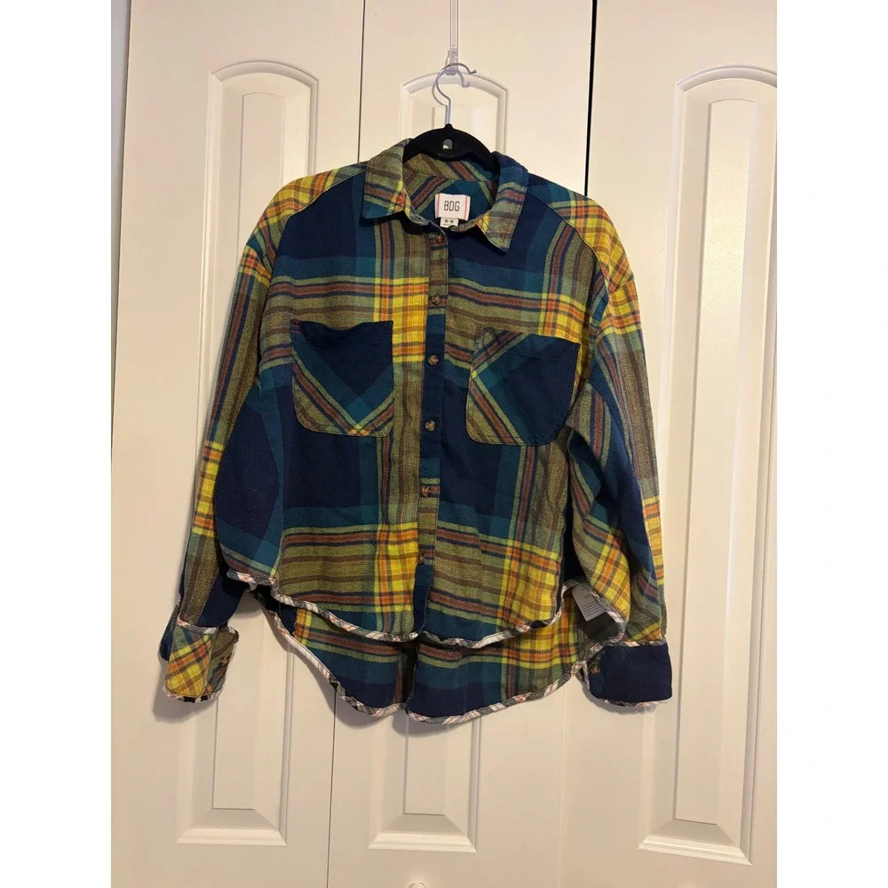 BDG Plaid Button Down Shirt Oversized Long Sleeve Casual Top Women M - Picture 3 of 8